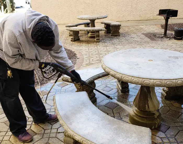 Outdoor dining area cleaning